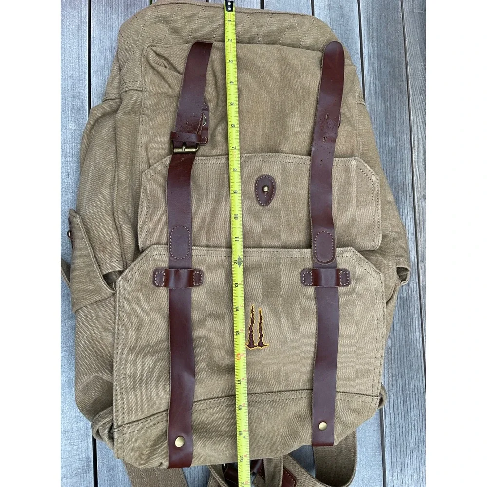 Monster Energy Canvas Backpack Tan Brown Rucksack Limited Edition Promo ~Flaw